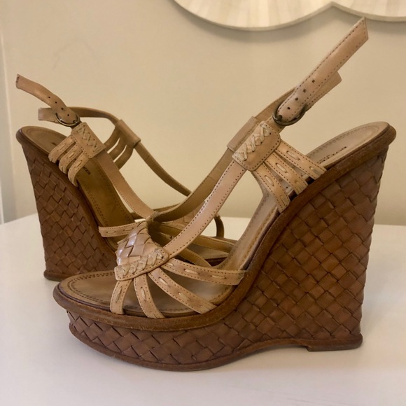 Bottega Veneta Shoes - Bottega Veneta brown leather wedge sandals 36.5
